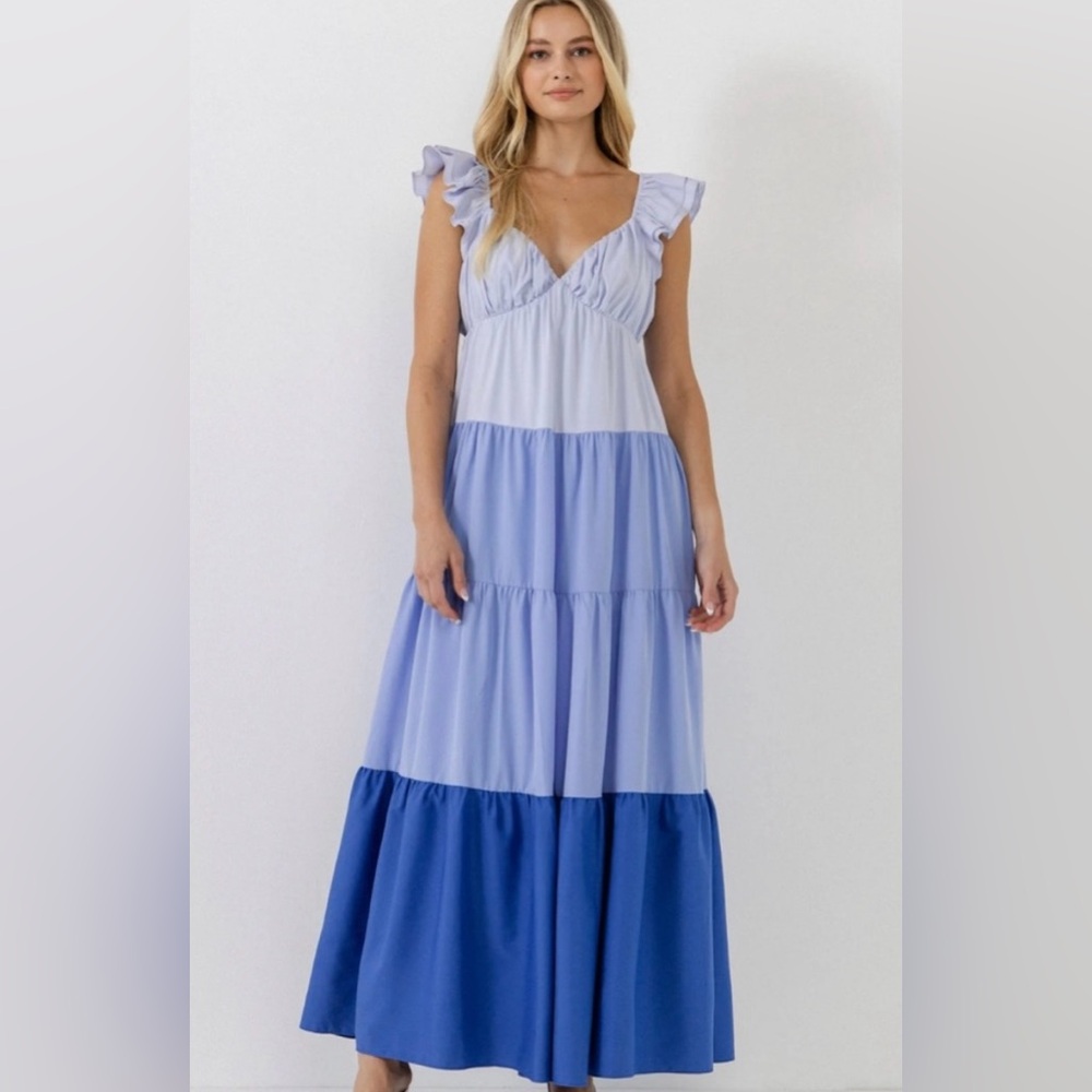 English Factory Sweet heart color block maxi dress